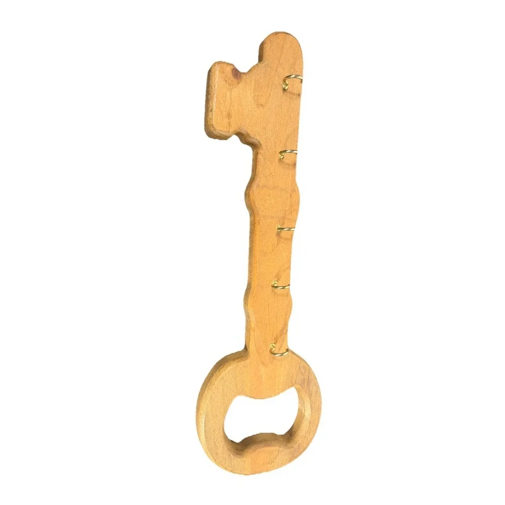 Handmade Wooden KEY shape Key Holder 5 hooks 16